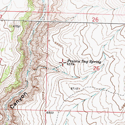 Topographic Map of Prairie Dog Spring, WY