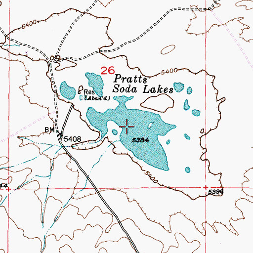 Topographic Map of Pratts Soda Lakes, WY