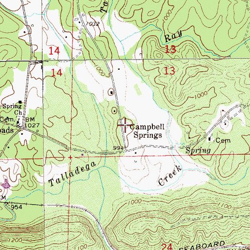 Topographic Map of Campbell Springs, AL