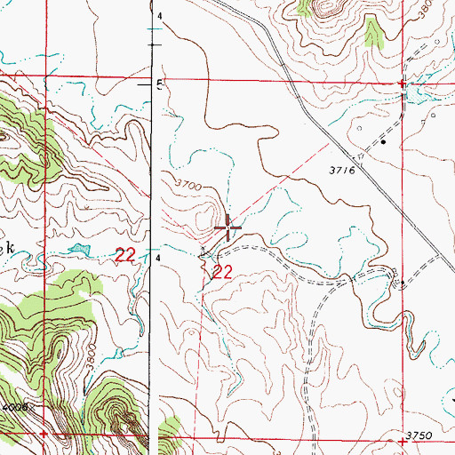 Topographic Map of Quarter Circle Prong Bitter Creek, WY