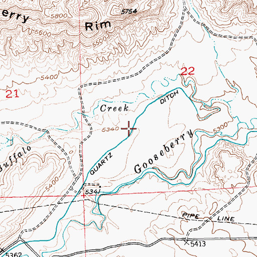 Topographic Map of Quartz Ditch, WY