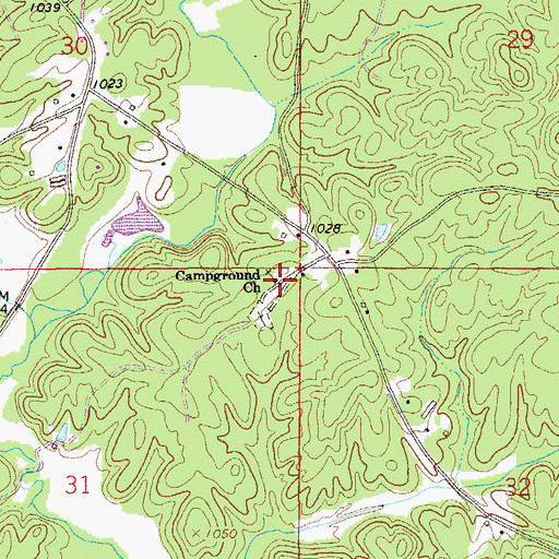 Topographic Map of Campground Church, AL