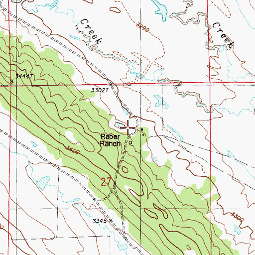 Topographic Map of Raber Ranch, WY