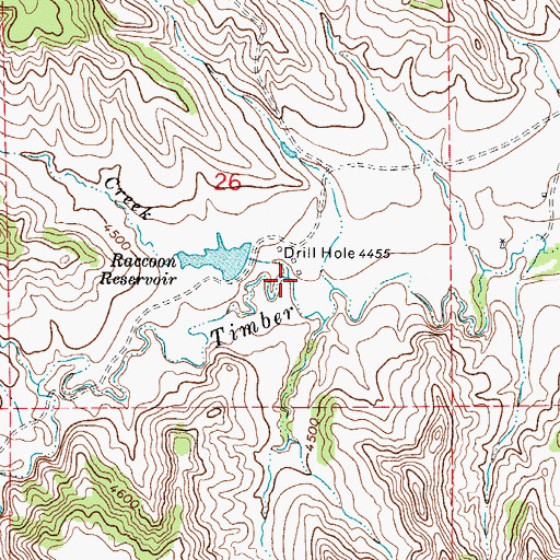 Topographic Map of Raccoon Creek, WY