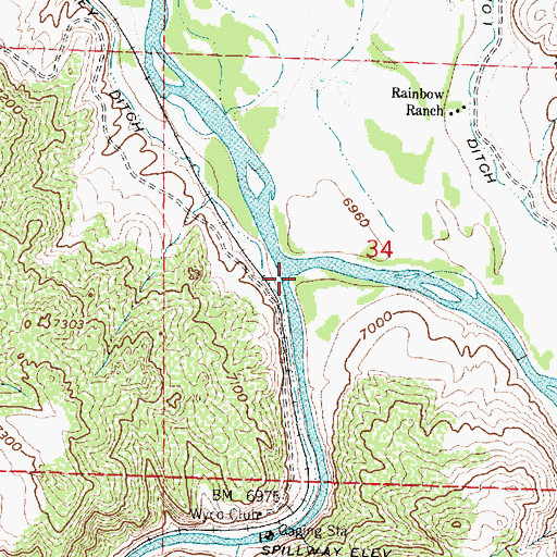 Topographic Map of Rainbow Canyon, WY