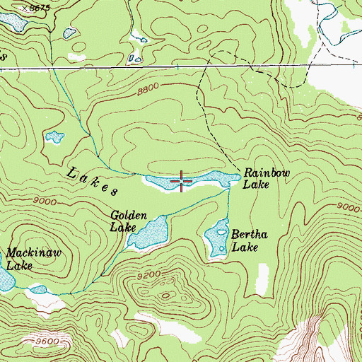 Topographic Map of Rainbow Lake, WY
