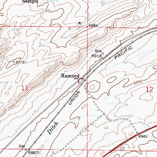 Topographic Map of Ramsey, WY