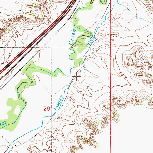 Topographic Map of Ramsey Ditch, WY