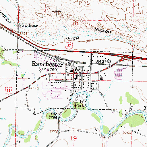 Topographic Map of Ranchester, WY