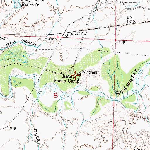 Topographic Map of Rate Sheep Camp, WY