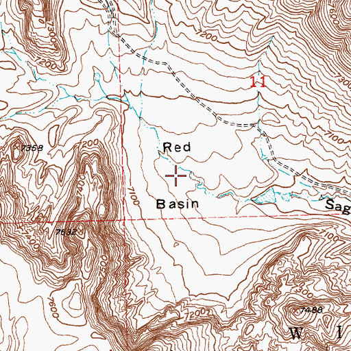 Topographic Map of Red Basin, WY