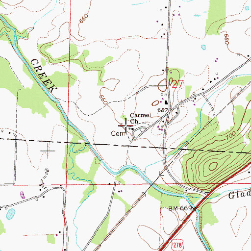 Topographic Map of Carmel Presbyterian Church, AL