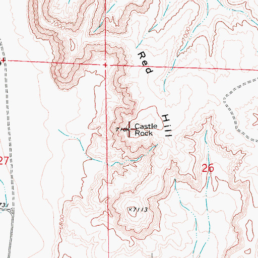 Topographic Map of Red Hill, WY