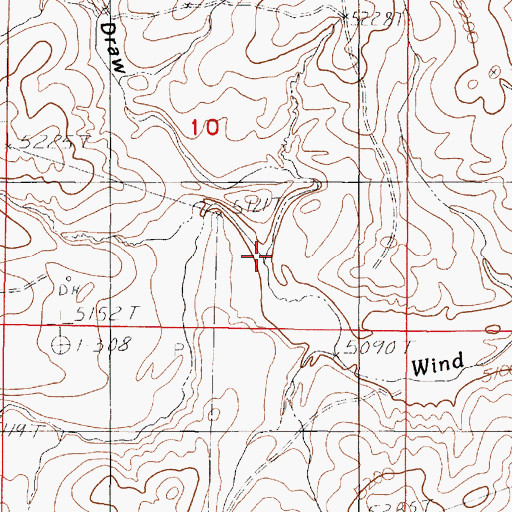 Topographic Map of Red Rock Draw, WY