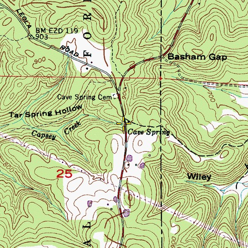 Topographic Map of Cave Spring, AL