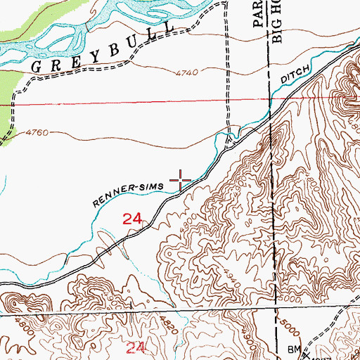 Topographic Map of Renner-Sims Ditch, WY