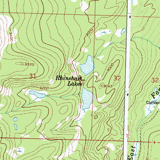 Topographic Map of Rinehart Lakes, WY