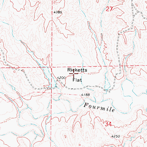 Topographic Map of Ricketts Flat, WY