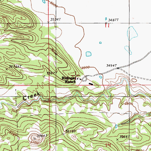 Topographic Map of Ridinger Junior Ranch, WY