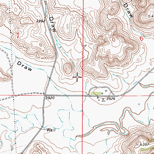 Topographic Map of Road Draw, WY