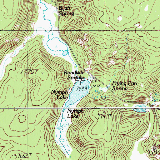 Topographic Map of Roadside Springs, WY