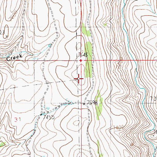 Topographic Map of Rock Creek Ridge, WY