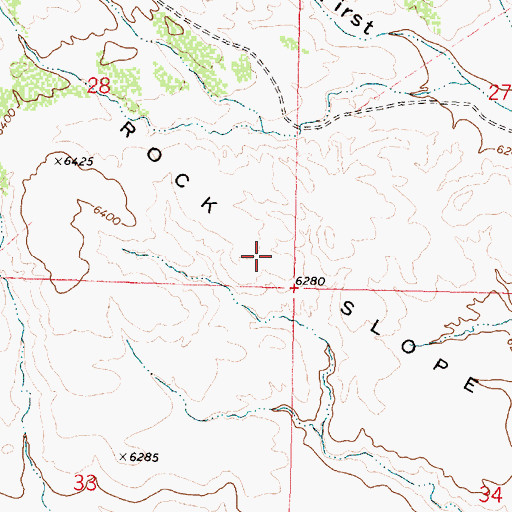 Topographic Map of Rock Slope, WY