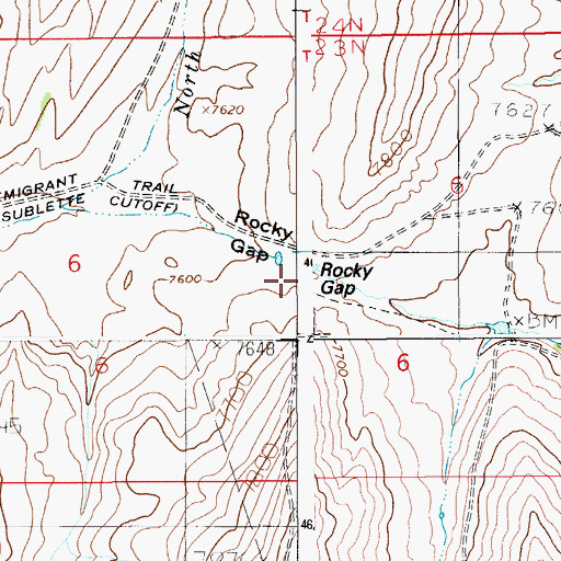 Topographic Map of Rocky Gap, WY