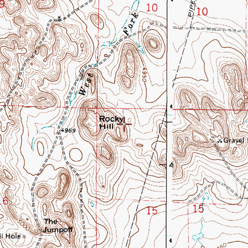 Topographic Map of Rocky Hill, WY