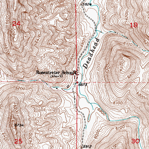 Topographic Map of Rosentreter School, WY
