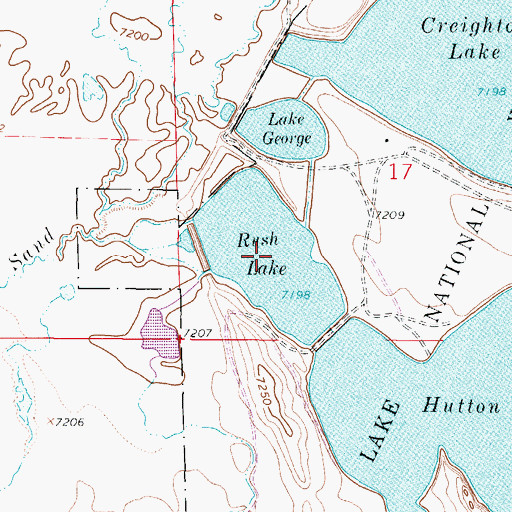 Topographic Map of Rush Lake, WY
