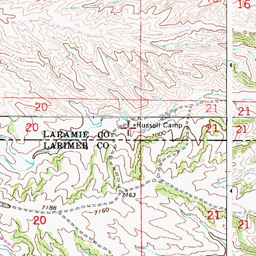 Topographic Map of Russel Camp, WY