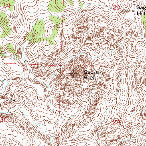 Topographic Map of Saddle Rock, WY