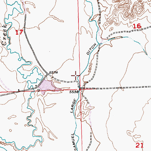 Topographic Map of Samuel P Large Ditch, WY