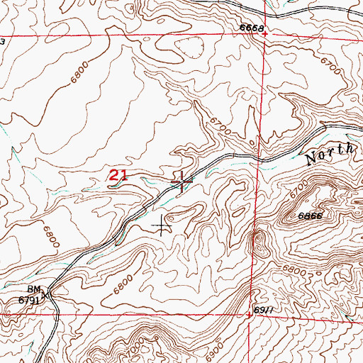 Topographic Map of Sanchez Creek, WY