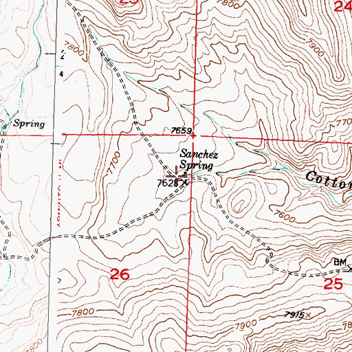 Topographic Map of Sanchez Spring, WY