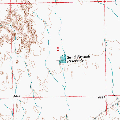 Topographic Map of Sand Branch Reservoir, WY