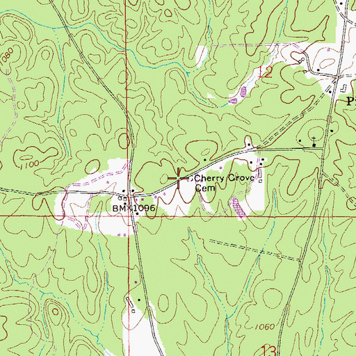 Topographic Map of Cherry Grove Cemetery, AL