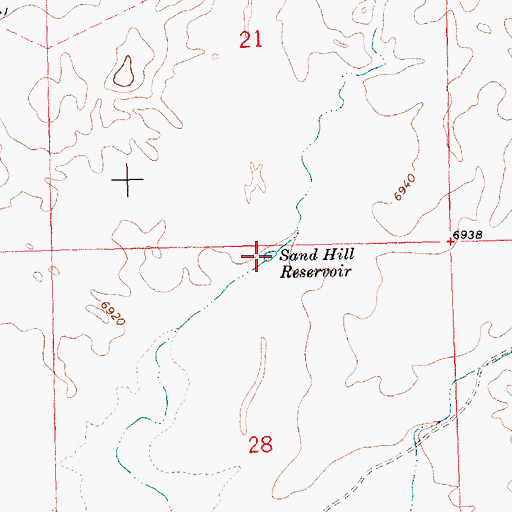Topographic Map of Sand Hill Reservoir, WY