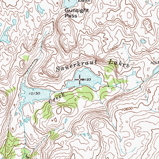 Topographic Map of Sauerkraut Lakes, WY