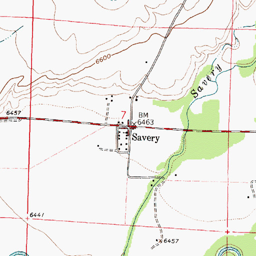 Topographic Map of Savery, WY