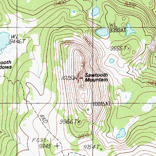 Topographic Map of Sawtooth Mountain, WY