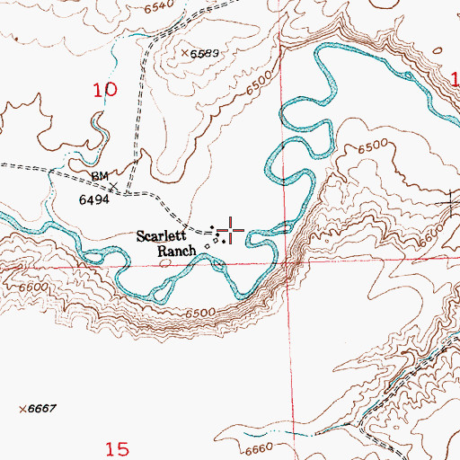 Topographic Map of Scarlett Ranch, WY