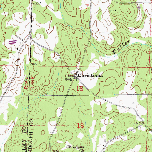 Topographic Map of Christiana, AL