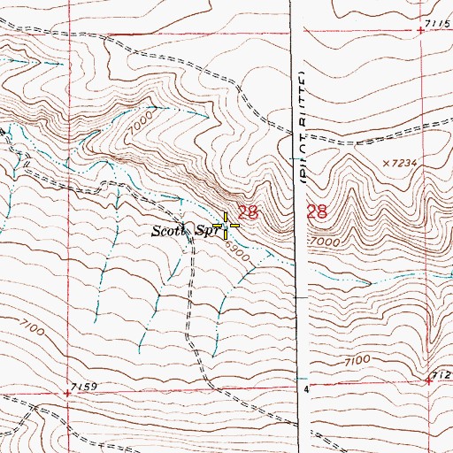 Topographic Map of Scott Spring, WY