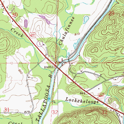 Topographic Map of Chulafinnee Creek, AL