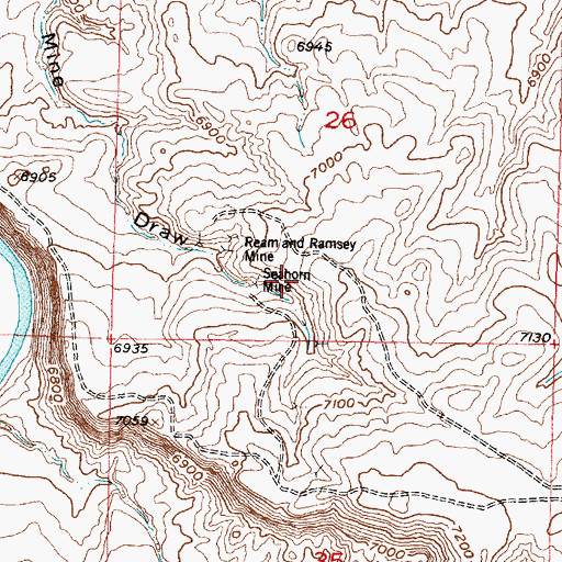 Topographic Map of Seahorn Mine, WY