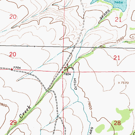 Topographic Map of Sears Ditch, WY