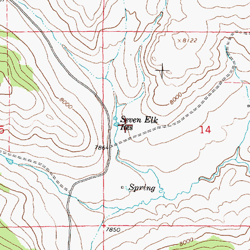 Topographic Map of Seven Elk Reservoir, WY