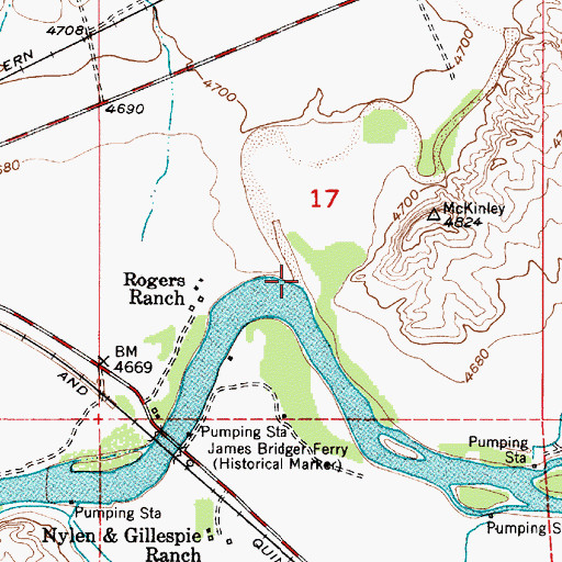 Topographic Map of Shawnee Creek, WY